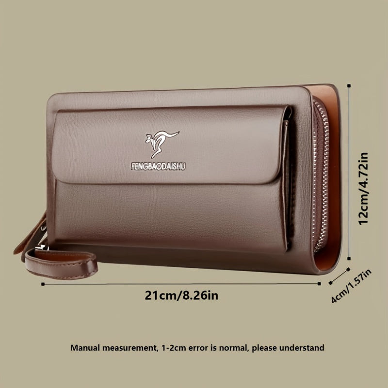 Men‘S Faux Leather Business Clutch with Multiple Compartments, Portable Handheld Bag for Daily And Business Use - And Easy Maintenance
