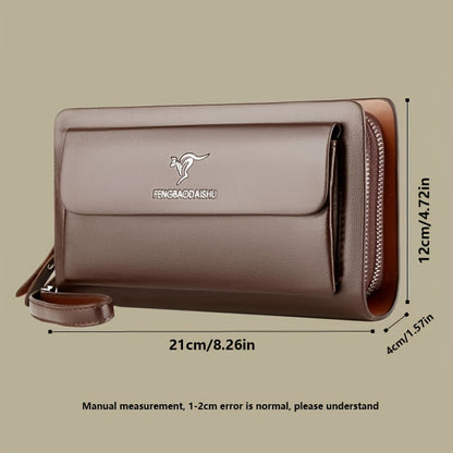 Men‘S Faux Leather Business Clutch with Multiple Compartments, Portable Handheld Bag for Daily And Business Use - And Easy Maintenance