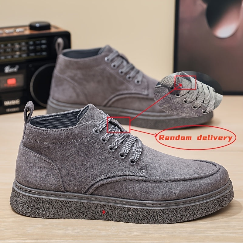 Men's High-Top Casual Ankle Boots, Lightweight PU, All-Season