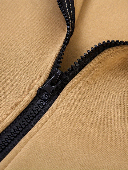 Men's Colorblock Hooded Jacket For Sports Outdoor, Stylish Leisure Outwear