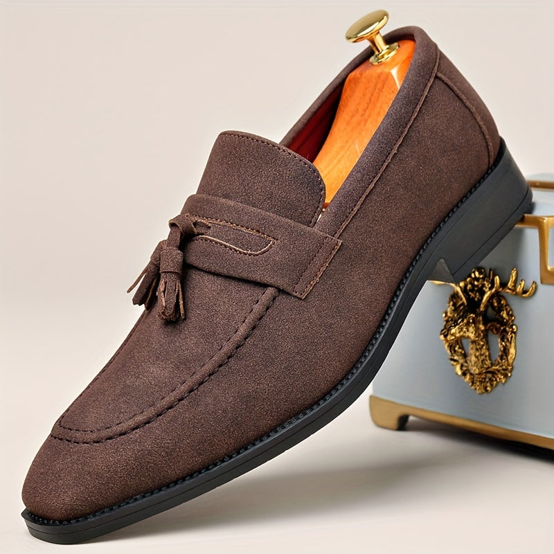 Men's Slip-On Tassel Loafers with Rubber Sole - Casual & Business
