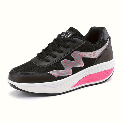 Women's Light Blue Breathable Mesh Sneakers - Air-Cushioned, Thick-Soled Sneakers with Sport Control  Lace-Up Design for All Seasons