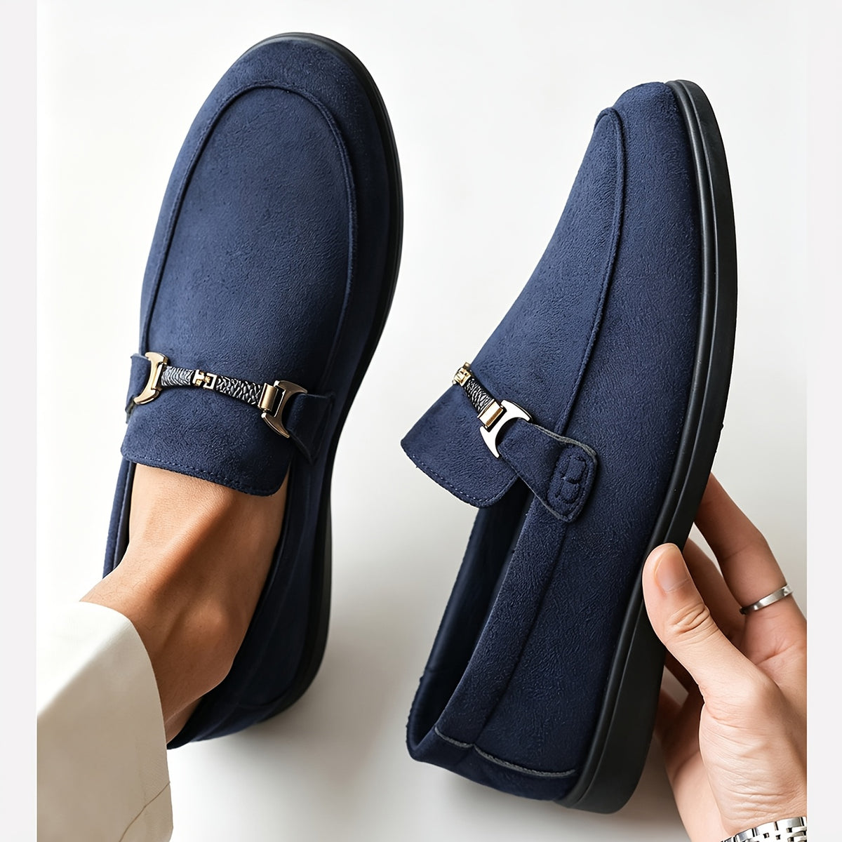 Men's Classic Slip-On Loafers with Comfortable Fabric Upper