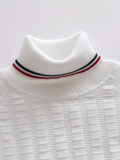 New Fashion High-Neck Color-Block Striped Knit Pullover for Men'S Wear by Tie Mu Zhen OBM