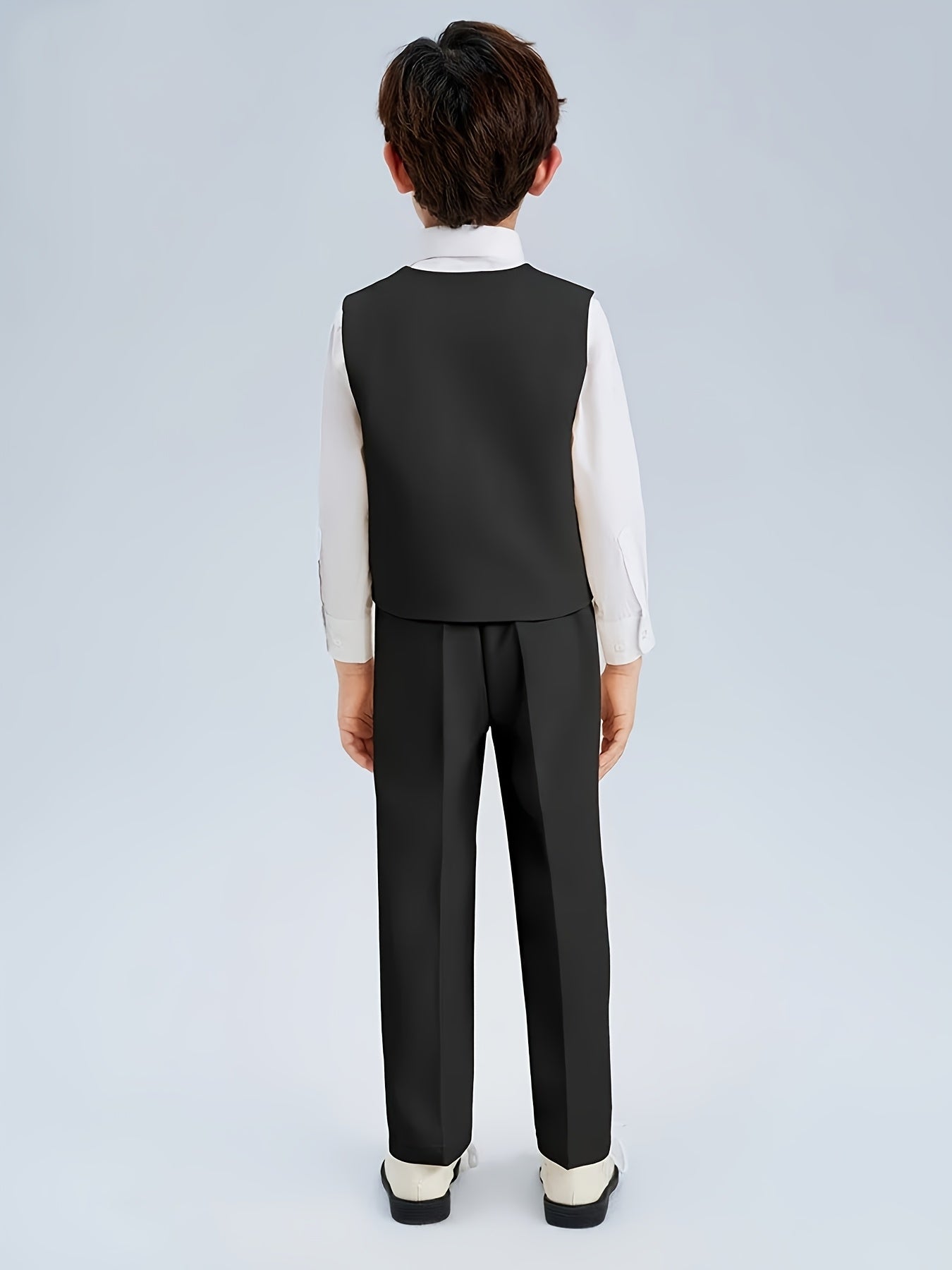 Boys' British-Style 2-Piece Formal Suit with Vest and Trousers