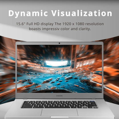 SAMSUNG Chromebook 4+ Laptop, 15.6" FHD LED Display, Intel Celeron N4000, 4GB RAM, 64GB Emmc, HD Webcam, Wi-Fi 5, Bluetooth, Chrome OS, Platinum Titan, 32GB USB Card