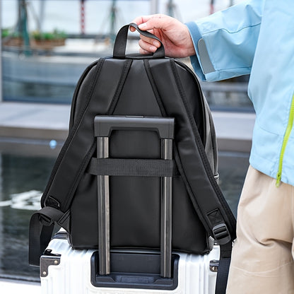Men'S Genuine Backpack - Large Capacity, Multi-Functional Trolley Bag with Adjustable Straps, Golden Embossed Design, Perfect for School, Work, or Travel, Backpack for Travel, Durable Zipper Closure