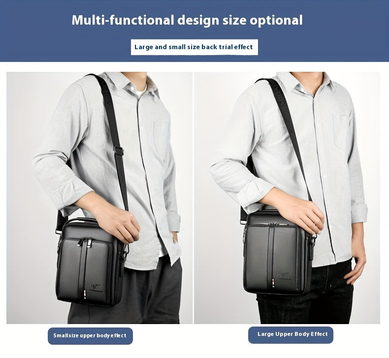 Men'S Genuine Backpack - Adjustable Strap, Multiple Compartments, Large Capacity for Daily Commute  Business, Black, Commuting Backpack, Sleek Design, Textured Finish