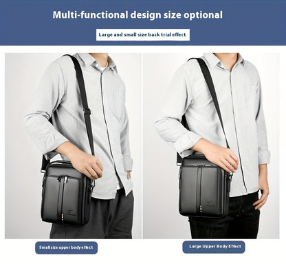 Men'S Genuine Backpack - Adjustable Strap, Multiple Compartments, Large Capacity for Daily Commute  Business, Black, Commuting Backpack, Sleek Design, Textured Finish