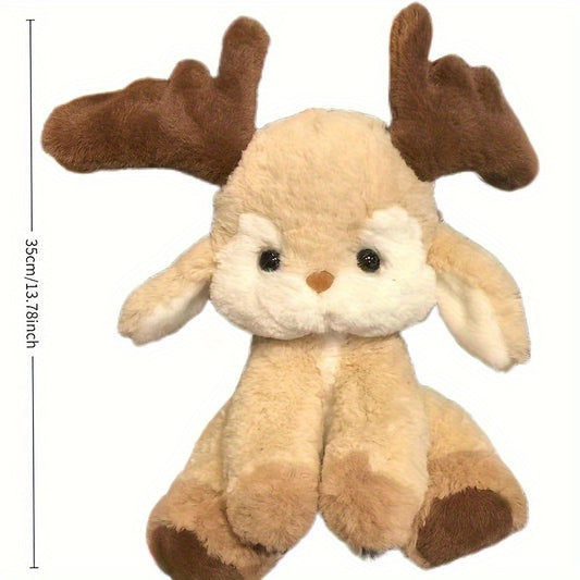 1pc 35CM/13.78IN Cute Brown Little Deer/Fawn Soft Plush Toy, Suitable As a Birthday Gift for a Girlfriend Or, a Companion Pillow, Christmas Gift, Graduation/Valentine'S Day Gift, Couple'S Gift That Conveys Affection, Home Dec