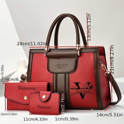 Vintage Red 3-Piece Mother-Daughter Bag Set with Custom Name