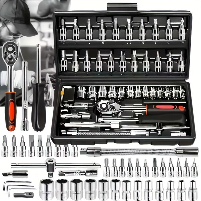 Multifunctional Car Repair Tool Set | High-Hardness Chrome Vanadium Steel, Universally Applicable for Home and Professional Garages, Mechanical Operation