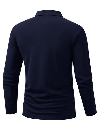 Men's Autumn/Winter Long Sleeve Polo Shirt with Geometric Print