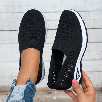 Women's Breathable White Slip-On Mesh Sneakers for Walking