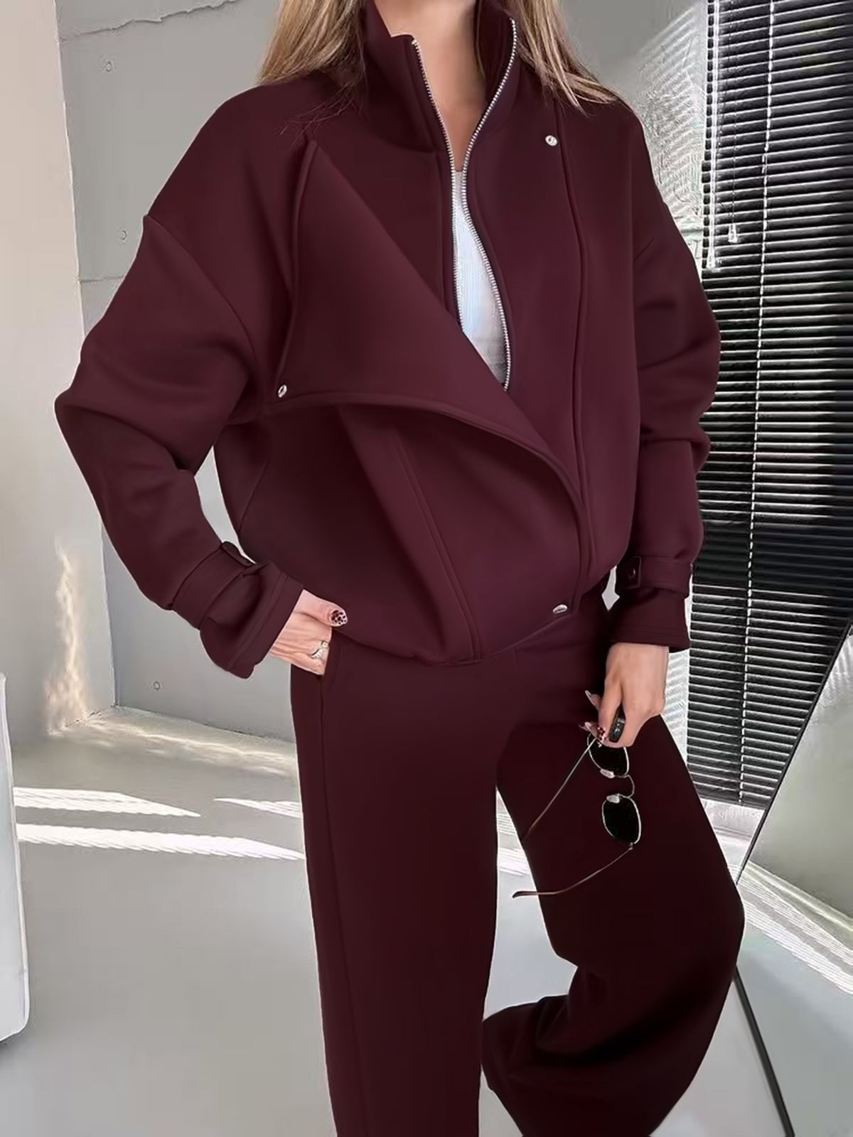 Women's Fall/Winter Suit with Vest & High-Waist Straight Pants