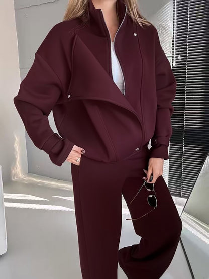 Women's Fall/Winter Suit with Vest & High-Waist Straight Pants