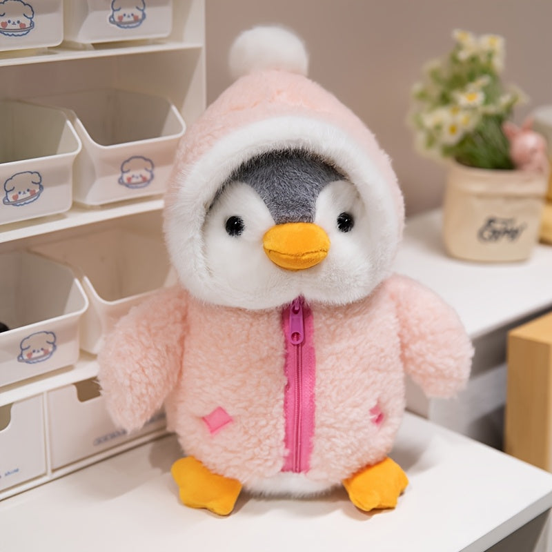 A 9.8-Inch Multicolored Penguin Plush Toy with a Cute Hat, Soft And Perfect As a Christmas Gift for Children