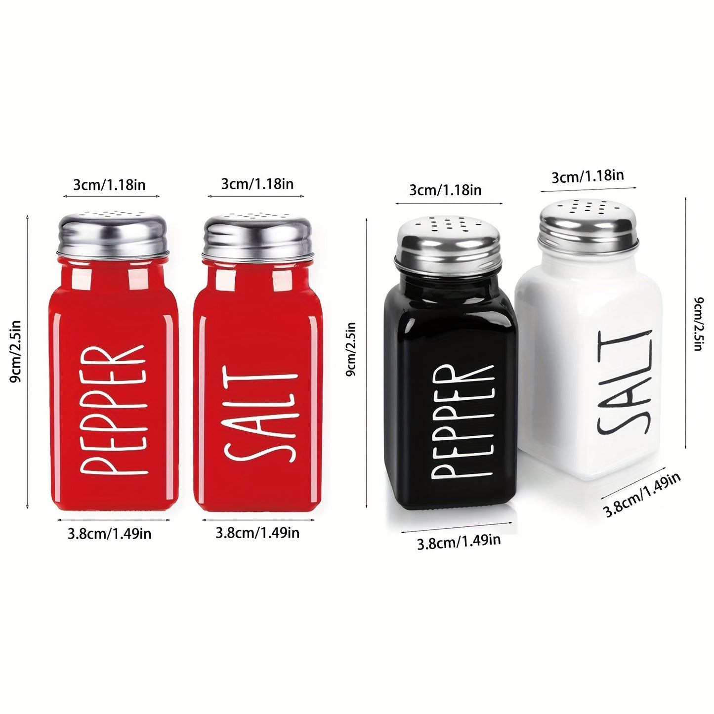 2pcs Salt And Pepper Shakers Set, Glass Spice Shaker With Stainless Steel Lid, Salt And Pepper Jar Set, Wedding Gifts, Mother's Day GiftsKitchen Supplies, Kitchen Decor Kitchen Accessories