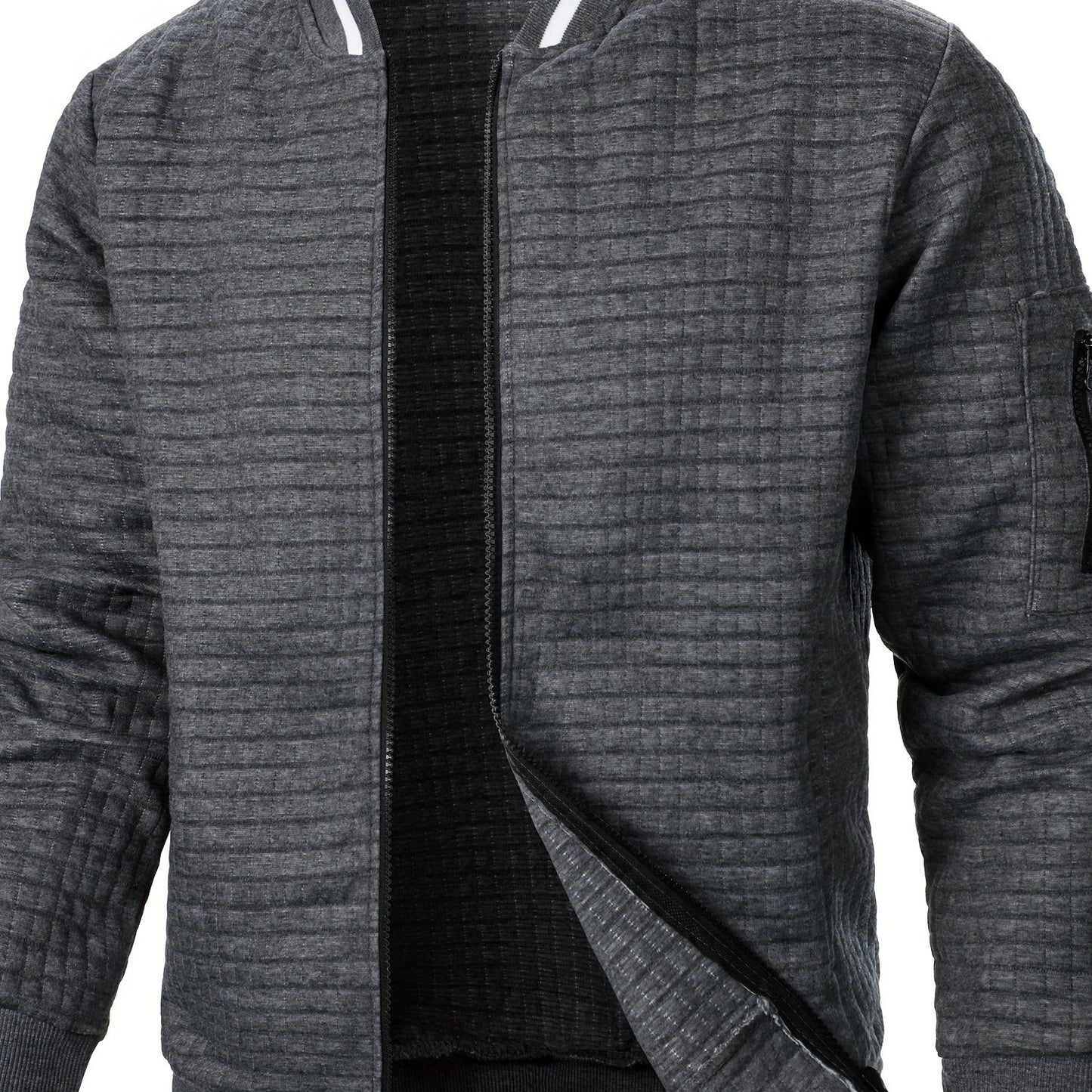 Men'S Zip-Up Jacket - Full-Zip Front Closure, Stand Collar, Lightweight Outerwear for Office, Casual & Formal Events - Spring/Fall Transitional Clothing - Easy-Care Modern Men'S Coat, Zip Up Jacket, Autumn Layering, Sleek Des