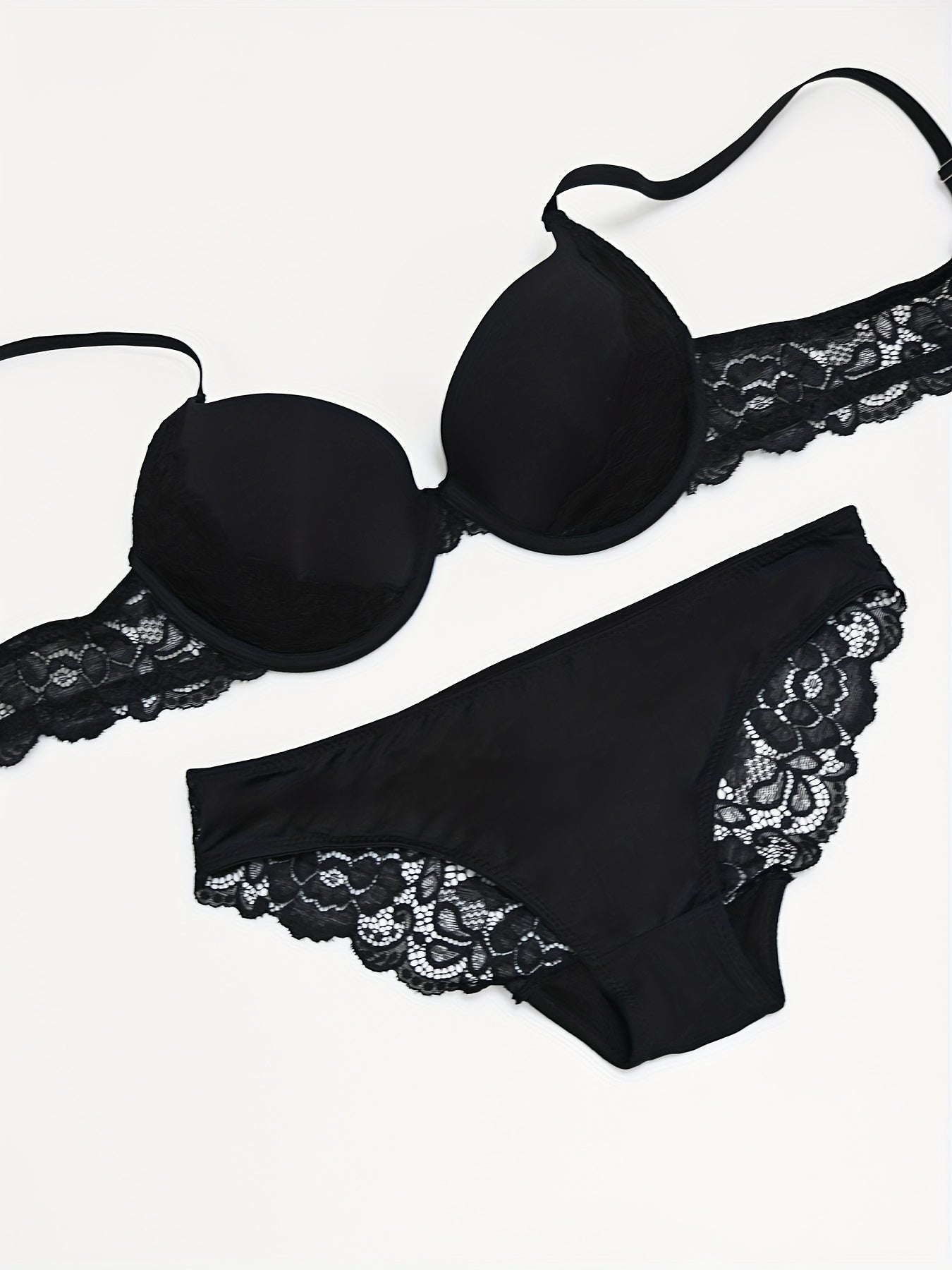 Sexy Solid-Color Lingerie Set with Underwire Bra & Lace Briefs