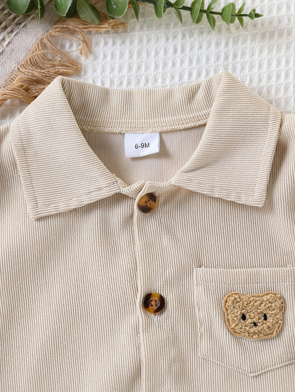 Toddler Boys' Corduroy Shirt Jacket and Pants Set for Spring/Fall - ayq