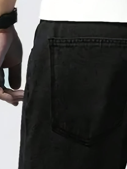 Black Straight-Leg Cotton Blend Jeans for Teen Boys - Spring/Fall