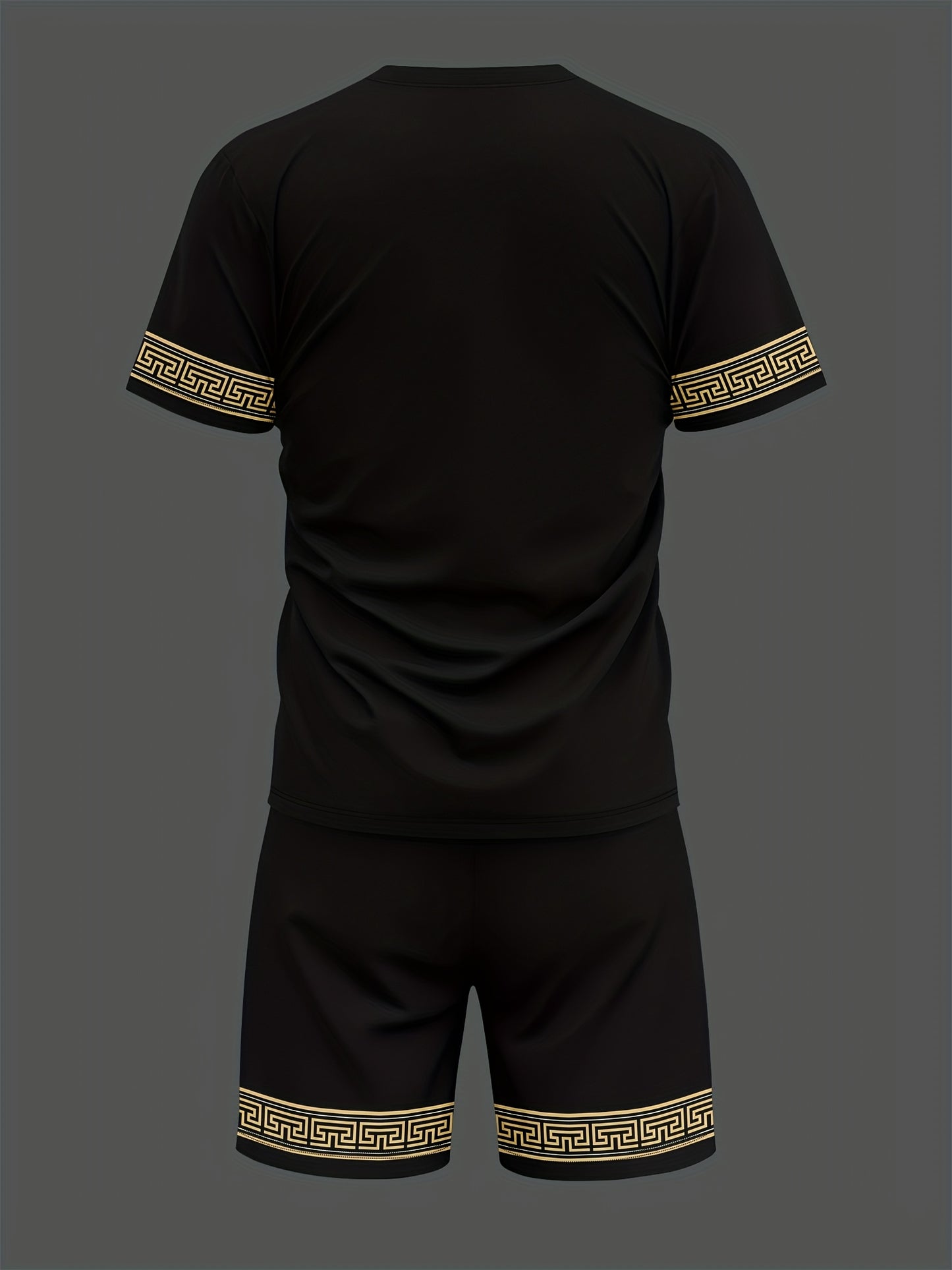Men's Sports Round Neck Short Sleeve Shirt and Shorts Set, 3D Print Casual Summer Outfit
