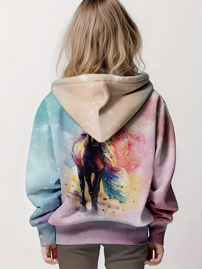 Girls' Hoodie - Pastel Pink/Blue/Purple/Orange/Teal/, Machine Washable Sweater for Everyday & Birthday Outfits - Ideal Girls Clothing Gift, Smooth Texture Fabric