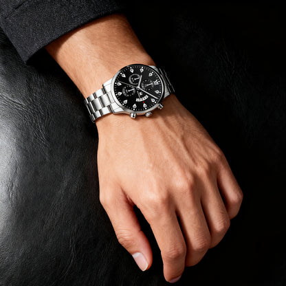 3pcs Men's Fashion High-End Quartz Watch + Business Casual Wallet and Versatile Glasses Combo Set, Perfect Gift for Friends on Holidays and Birthdays, Men's Gift