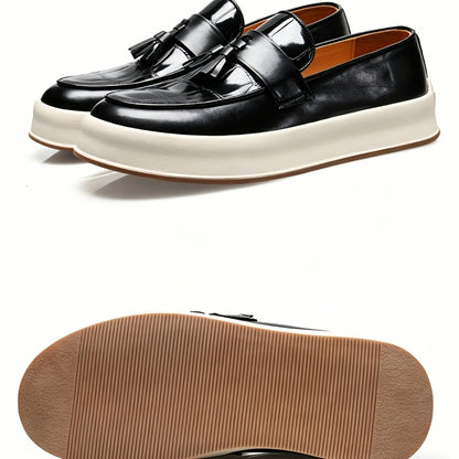 Men's Business Casual PU Loafers with Tassel, Non-Slip Durable Shoes
