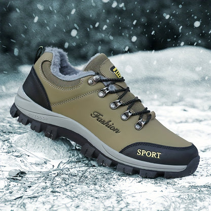 New Autumn-Winter Men's Snow Sports Shoes, Fleece-Lined Warm and Slip Resistant with Durable Rubber Sole for Outdoor Activities in the snowy terrain like Hiking, Cross Country Running & Travel