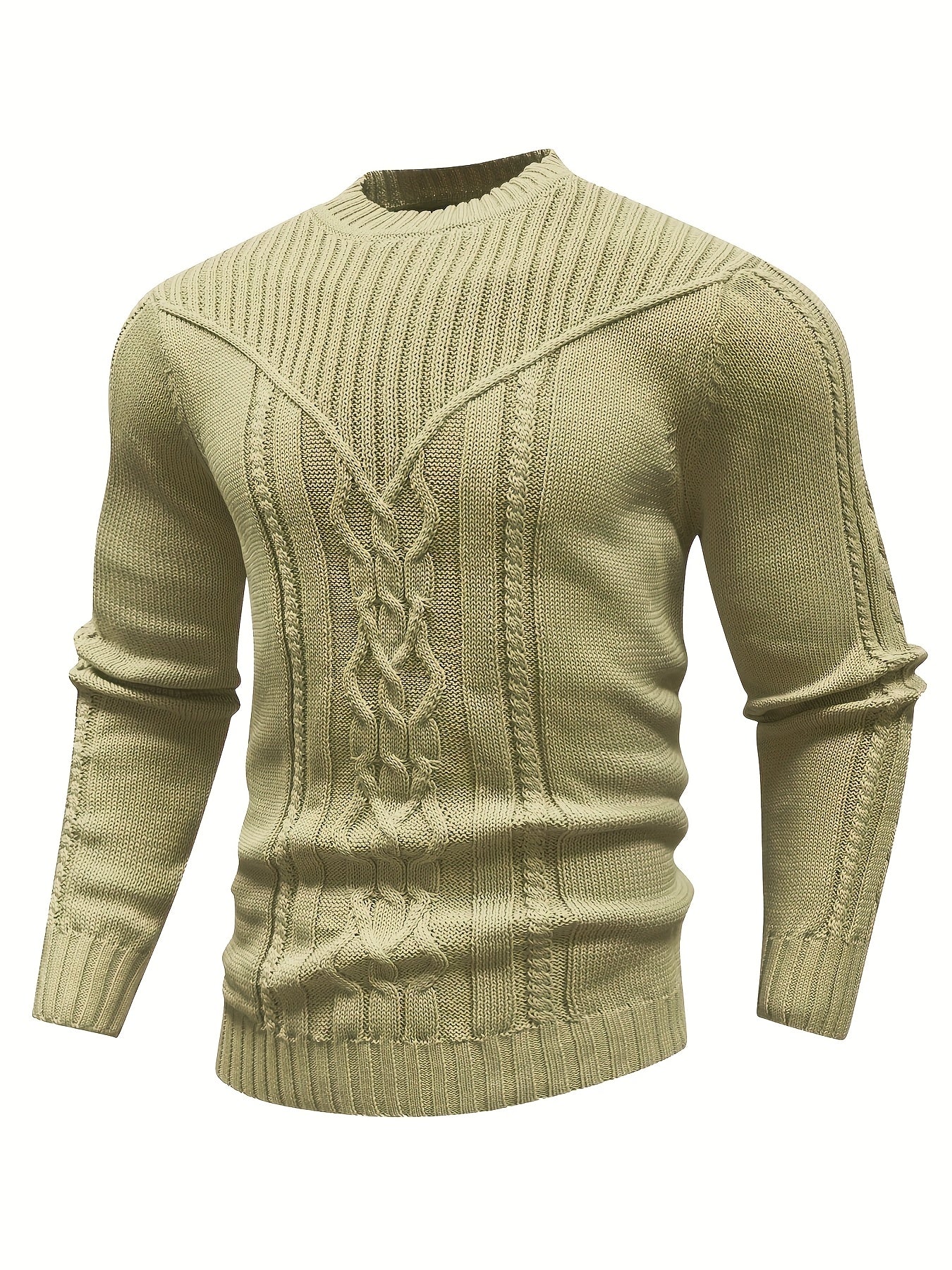 Fashion Knit Round Neck Sweater Pullover - Soft, Breathable, Medium Stretch, Long Sleeve, Casual Top for City Walks, Streets, Outings, Outdoor Activities - Perfect for Autumn and Winter