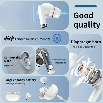 Lightweight wireless in-ear headphones are as light as a feather. Long time wearing will not have the slightest discomfort. Whether you're out shopping, commuting, or working out, it's easy to slip it into your pocket and sta
