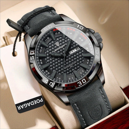 Men's Quartz Watch with PU Leather Strap, Casual Elegant Style