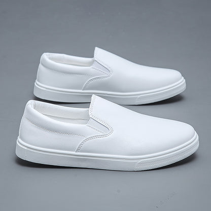 Men's Casual Slip-On White Sneakers, Lightweight All-Season Shoes