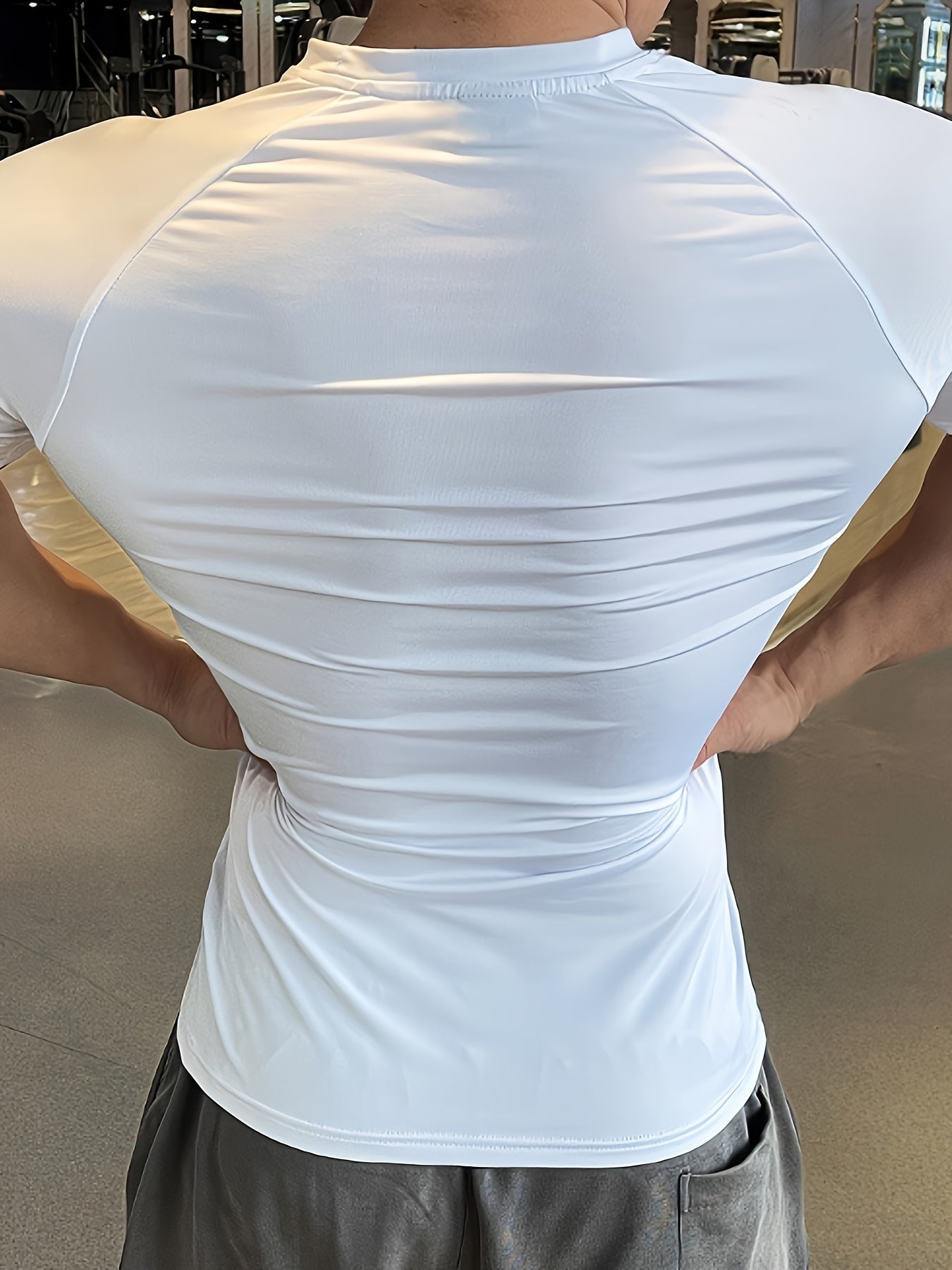 Men'S Slim-Fit Quick-Dry Athletic T-Shirt - Breathable, Stretchy, Solid Color Crew Neck Tee for Gym, Casual Summer Wear, Gym Apparel   Trendy Men'S Tee   Quickdry Materia