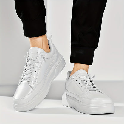 Men's Shoes, Business Casual Low-Top Sneakers for Men - Solid Color Versatile Casual Thick-Soled Lace-Up Shoes, Daily Fashion Simple Trendy Men's Shoes