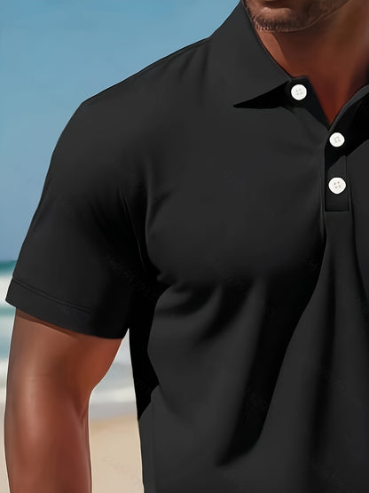 Men’s Summer Casual Golf Shirt and Solid Waist Shorts Set