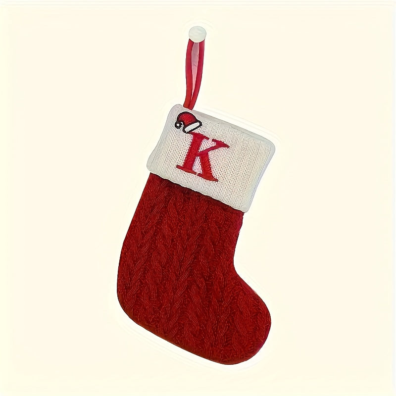 Knitted letter Christmas stockings, Christmas stockings, small Christmas English letter hanging stockings, Christmas stockings, double-sided fireplace hanging stockings, suitable for Christmas party decorations, New Year part