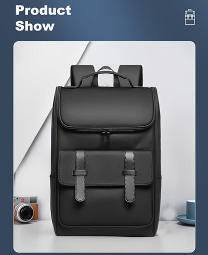 Men'S Stylish Large Capacity Commuter Backpack - Black Oxford Fabric, Durable with Multiple Compartments and Adjustable Straps, Ideal for Office, Student, University, School, Travel, Commute, Travel Backpack   Casual Style Ba