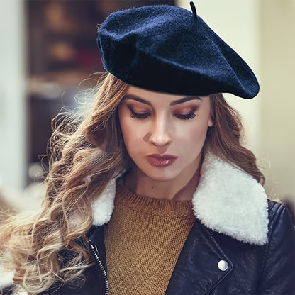 Classic Faux Leather Beret for Autumn and Winter Fashion