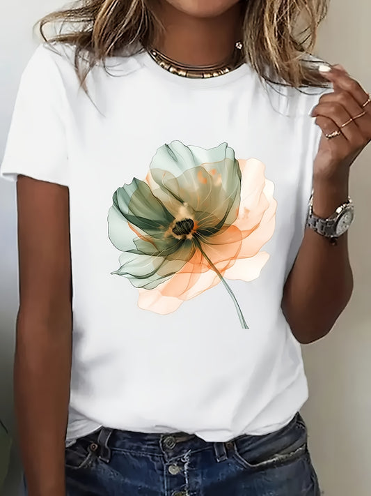 Women’s Floral Casual Short-Sleeve T-Shirt for Summer - ayq
