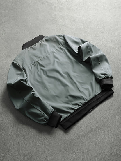 Men's Casual Baseball Jacket Solid Color Sports Zipper Coat