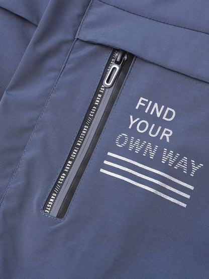 Men'S Stylish Black Hooded Windbreaker Jacket with Zipper Pockets - Casual, Loose Fit, Long Sleeve, Polyester Lining, Perfect for Spring and Fall, Casual Wear Jacket|Hooded Jacket|Zippered Jacke