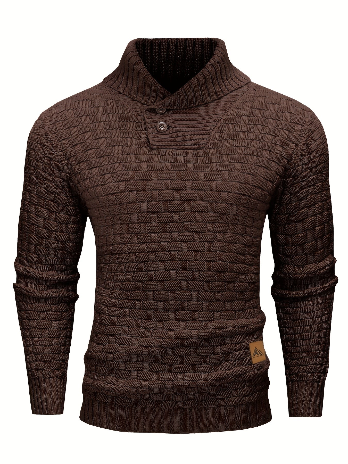 Men's Casual Waffle Pattern High Stretch Sweater, Chic Mature Pullover Sweater For Fall Winter