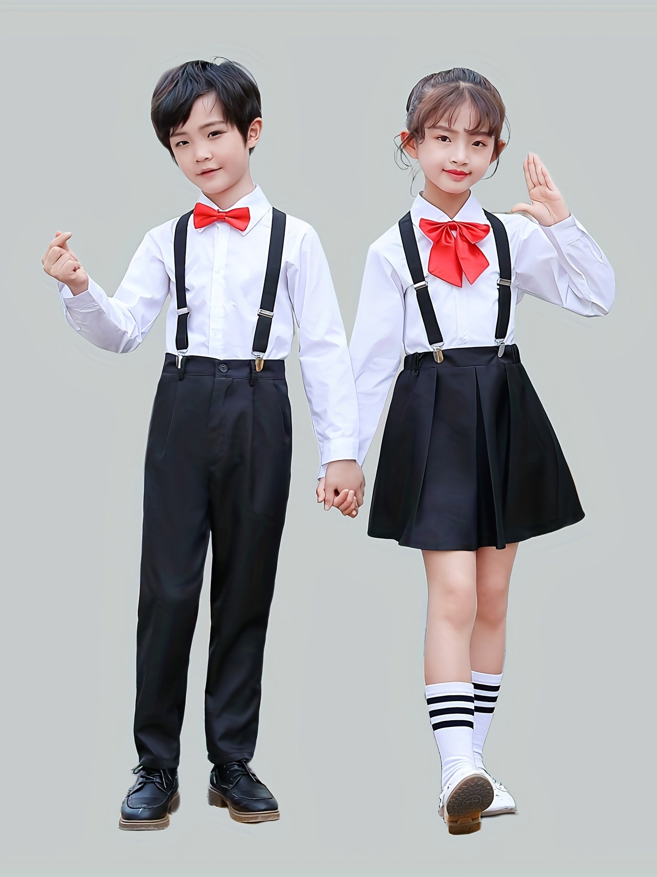 4-Piece Boys & Girls School Uniform Set with Dress & Bow Tie