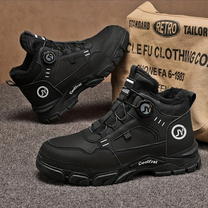 Men'S Winter High-Top Boots - Thick Warm Lace-Up Ankle Boots with Rubber Sole, Non-Slip Traction, Brown/ Color Options - Cold Weather Shoes for Everyday & Formal, Winter Boots, Formal Footwear, Retro Style, Durable Constructi