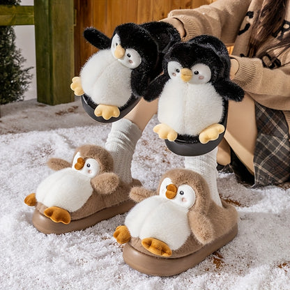 Women's Cute Penguin Plush Slippers - Winter Warm Slip-On Indoor House Shoes with Adorable Black & White Penguin & Beak Design, Soft Sole & Plush Lining, Pink Belly & Yellow Beak for -Like Comfort (Adults &), Slippers For Wom