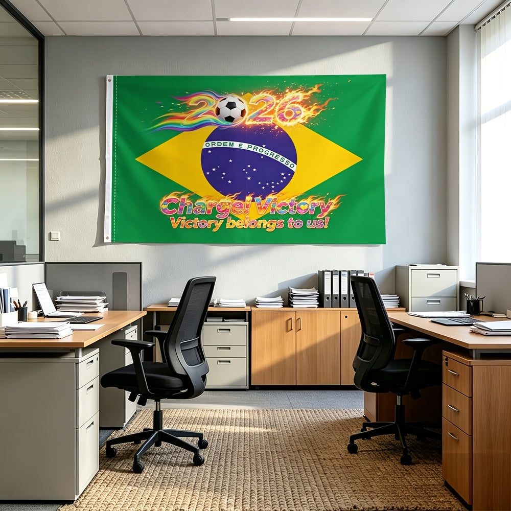 Brazil 2026 Football Fan Flag - Vibrant Polyester Sports Banner