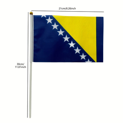 Bosnian Handheld Polyester Flag for Outdoor Use